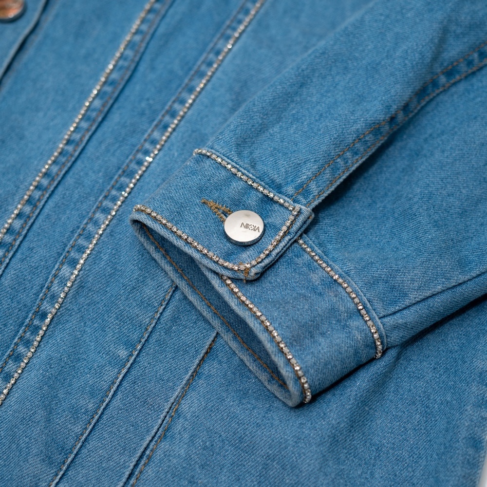 One of a kind embroidered jacket - Light Blue & Crystal - Kyra